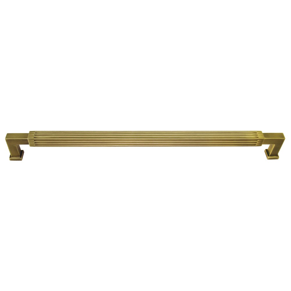 10" Centers Reeded Pull In Antique Brass Lacquered