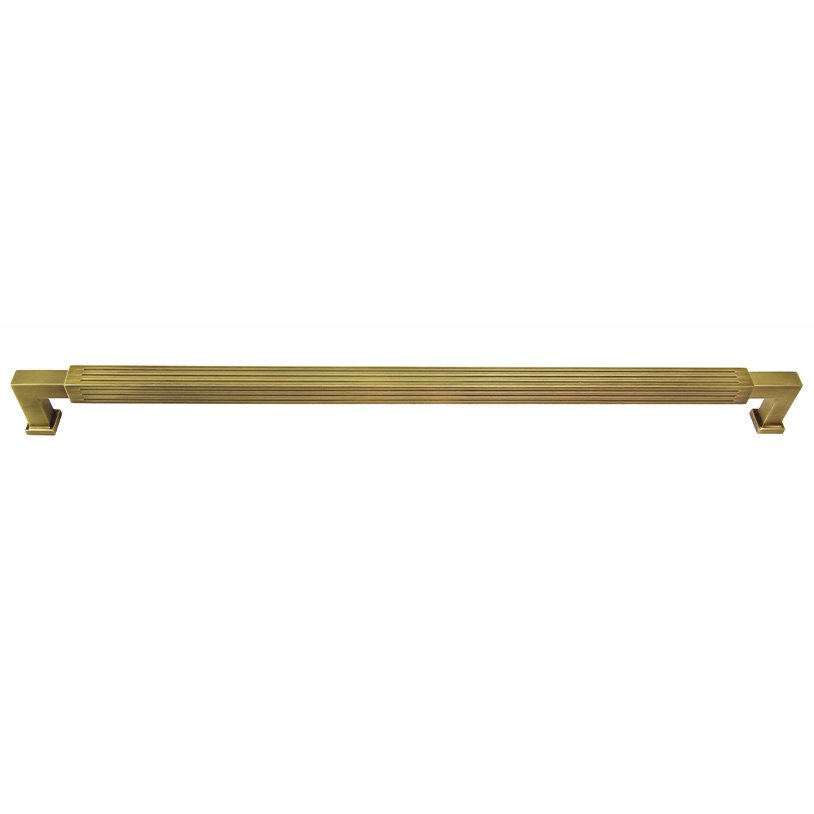 12" Centers Reeded Pull In Antique Brass Lacquered