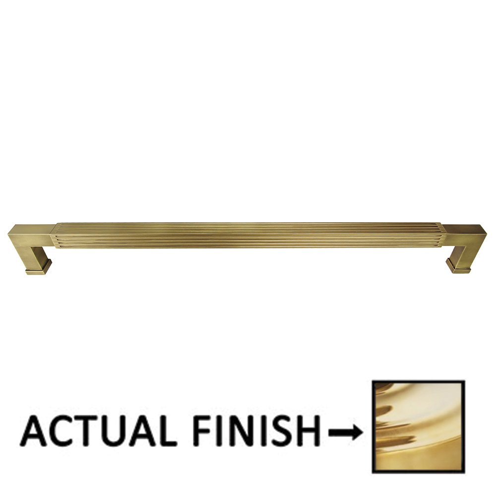 18" Centers Reeded Appliance Pull In Polished Brass Unlacquered