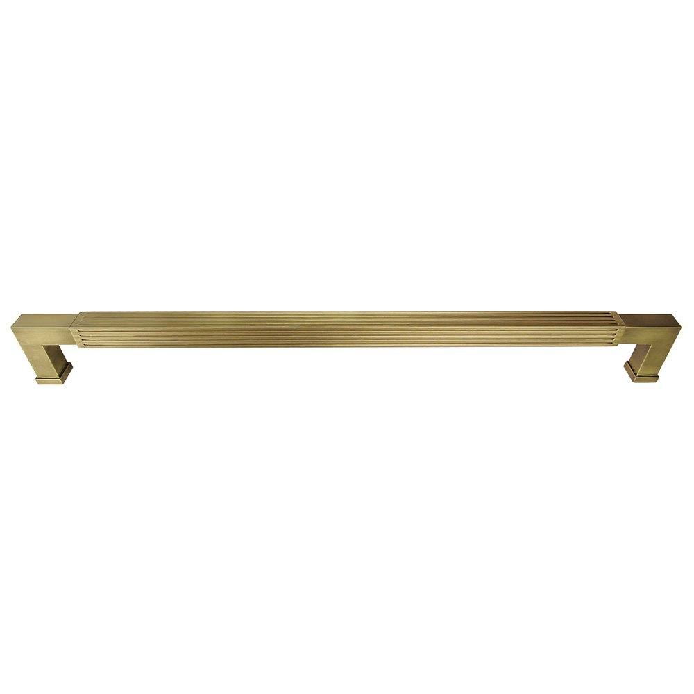 18" Centers Reeded Appliance Pull In Antique Brass Lacquered