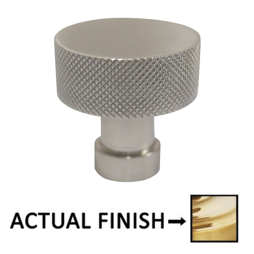 1-1/4" Dia. Knurled Cabinet Knob In Polished Brass Unlacquered