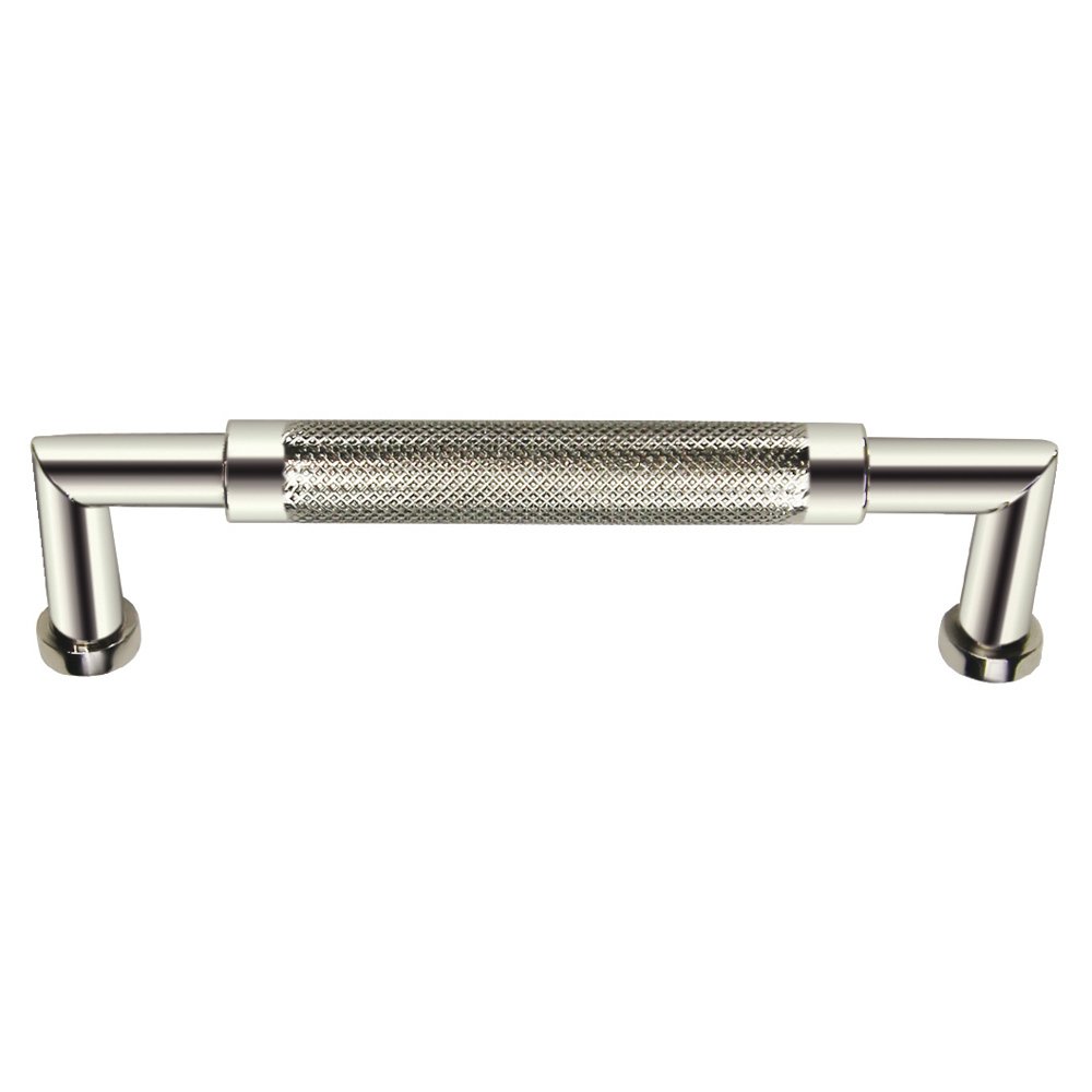4" Centers Knurled Cabinet Pull In Polished Nickel Lacquered