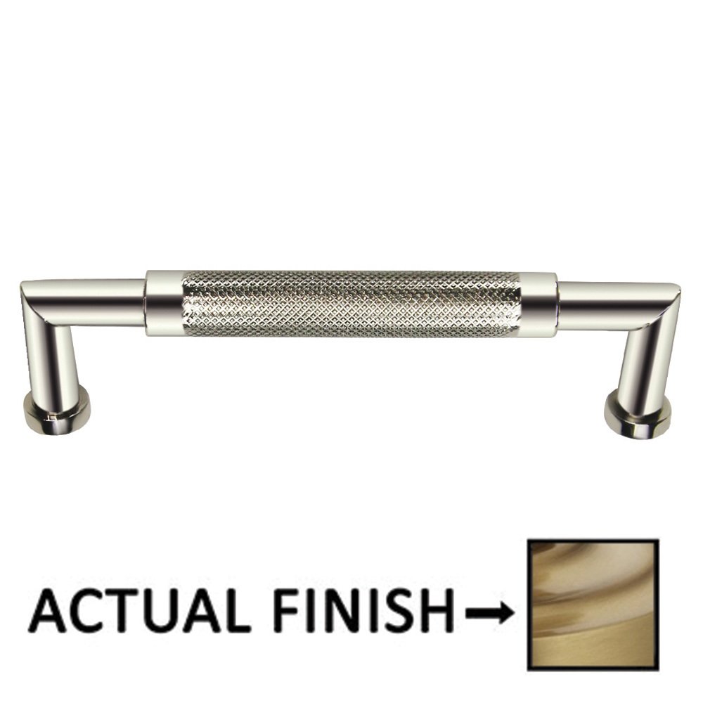4" Centers Knurled Cabinet Pull In Satin Brass