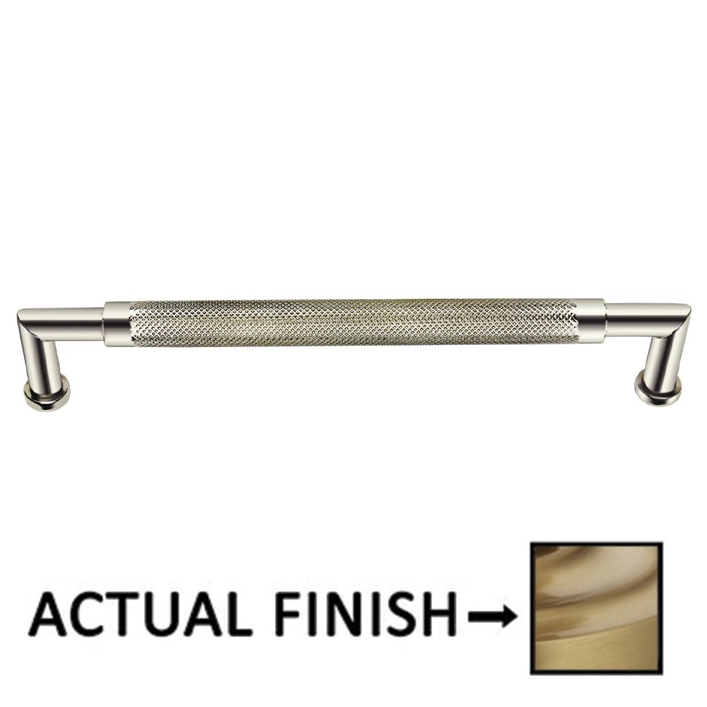 6" Centers Knurled Cabinet Pull In Satin Brass