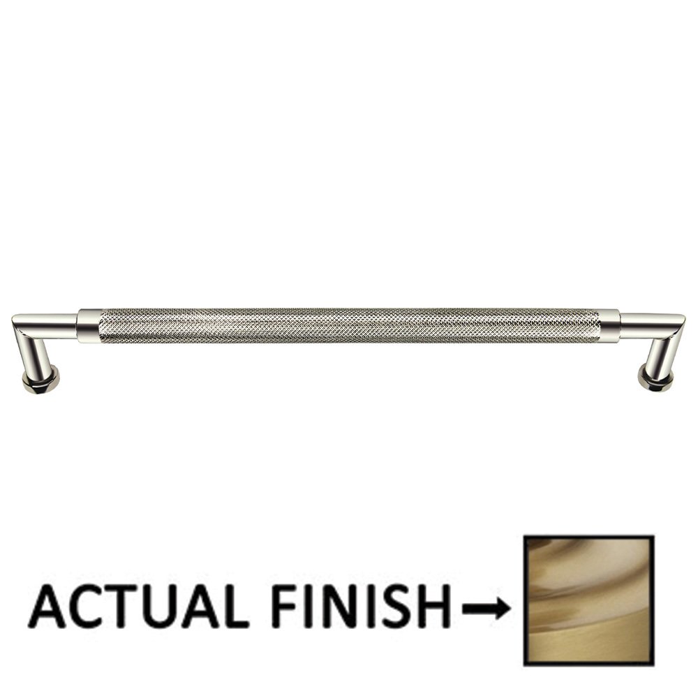 8" Centers Knurled Cabinet Pull In Satin Brass