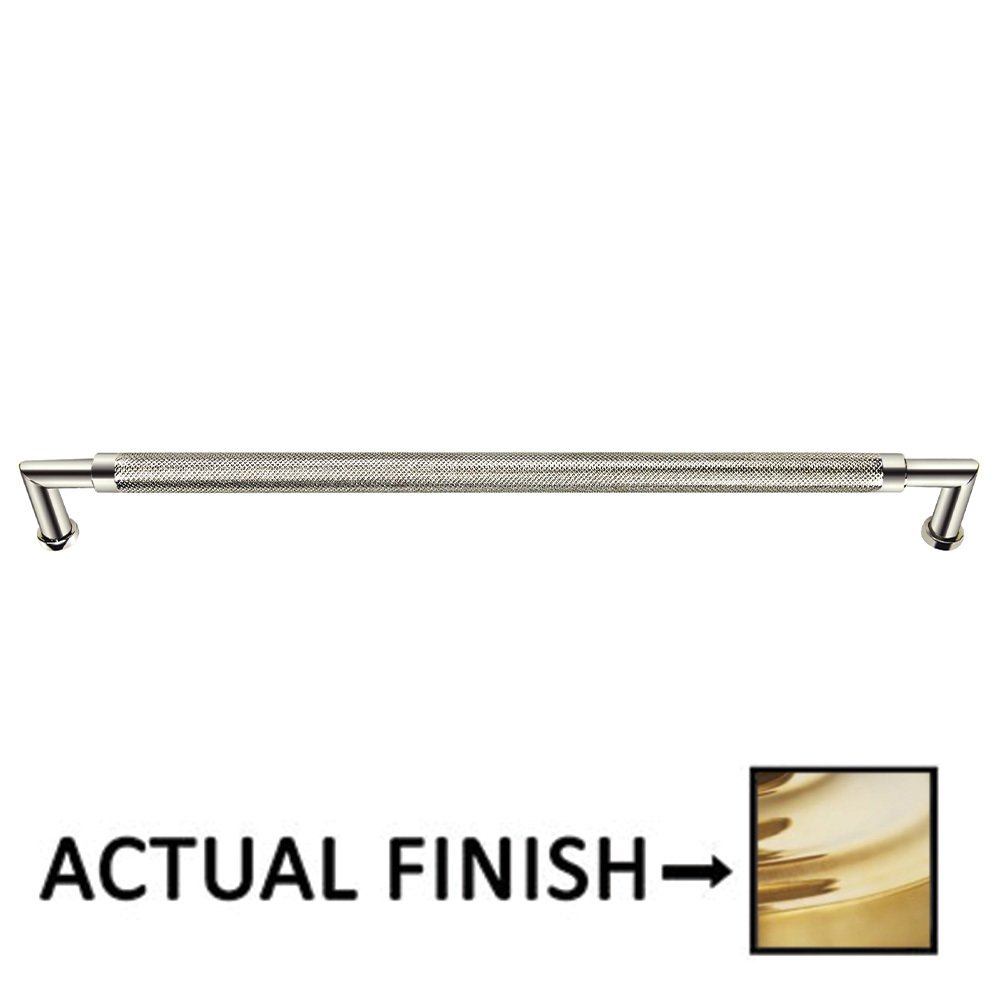 10" Centers Knurled Cabinet Pull In Polished Brass Unlacquered