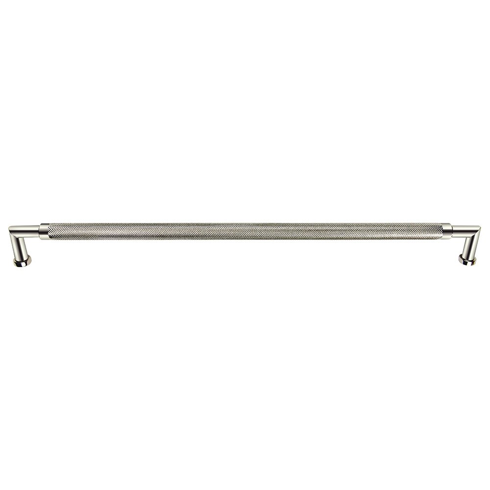 12" Centers Knurled Cabinet Pull In Polished Nickel Lacquered