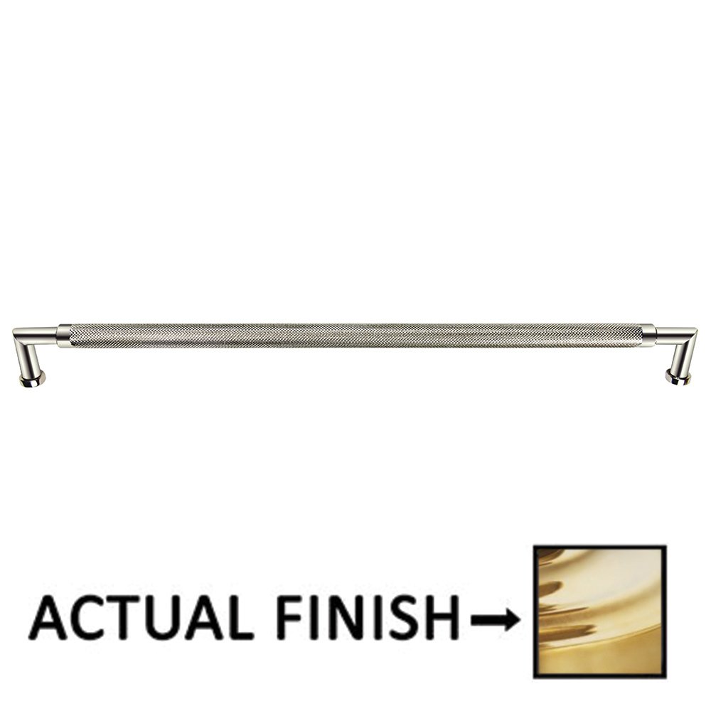 12" Centers Knurled Cabinet Pull In Polished Brass Unlacquered