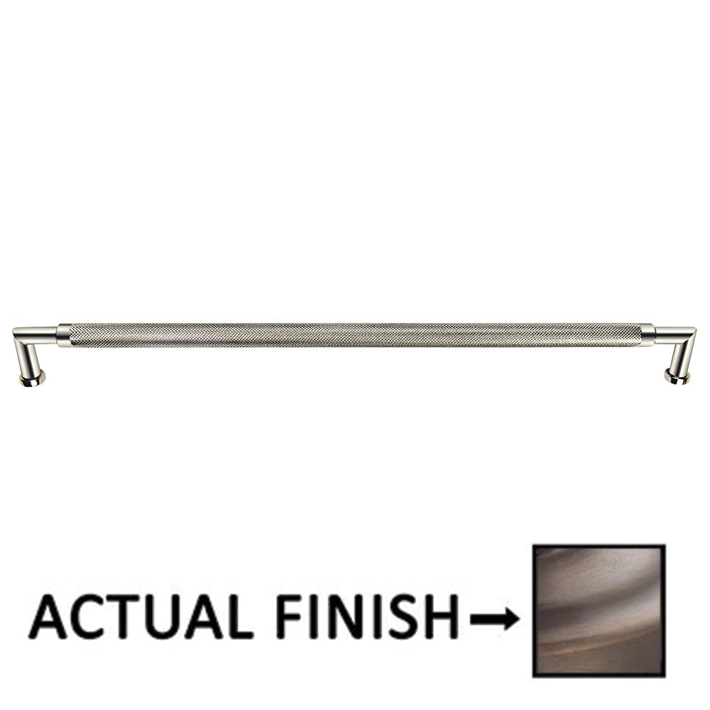 12" Centers Knurled Cabinet Pull In Antique Brass Lacquered