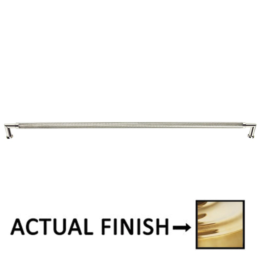 18" Centers Knurled Cabinet Pull In Polished Brass Unlacquered