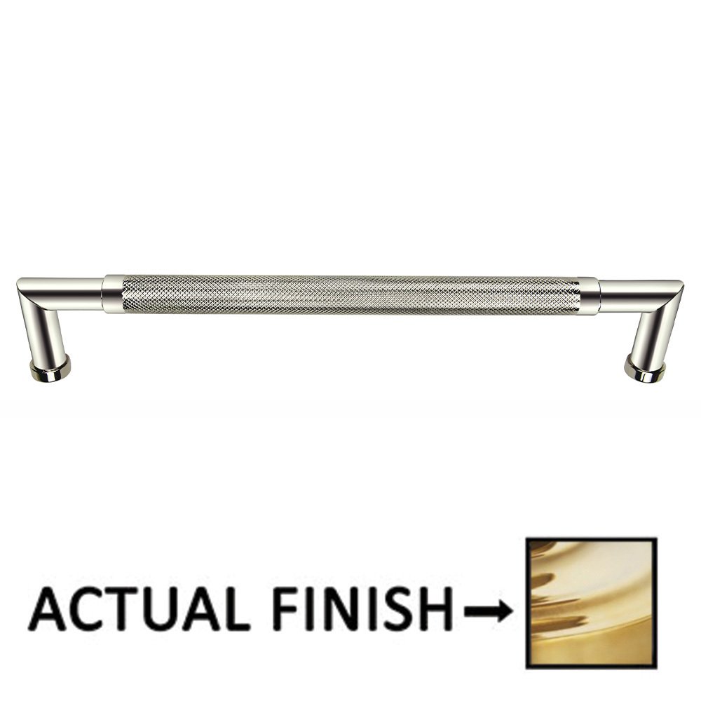 12" Centers Knurled Appliance Pull In Polished Brass Unlacquered