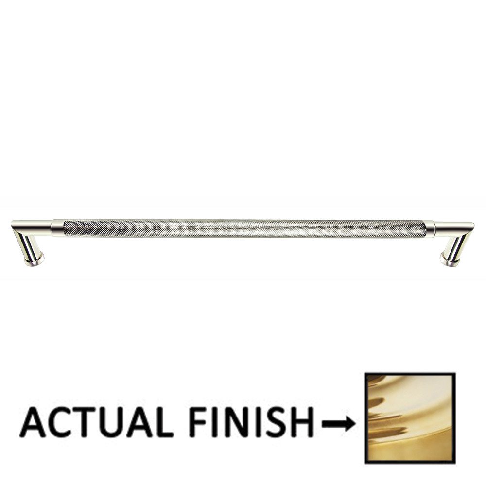 18" Centers Knurled Appliance Pull In Polished Brass Unlacquered