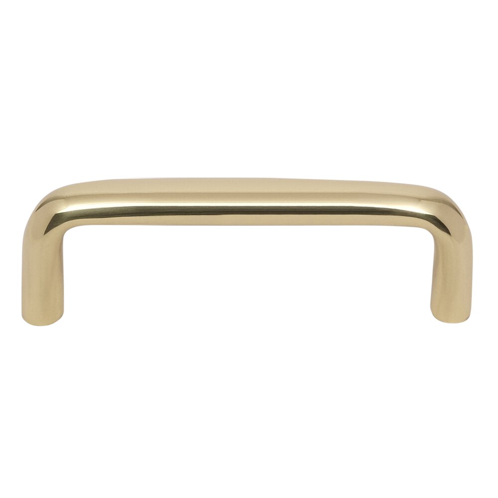 4" Centers Oval Cabinet Pull  in Polished Brass Unlacquered