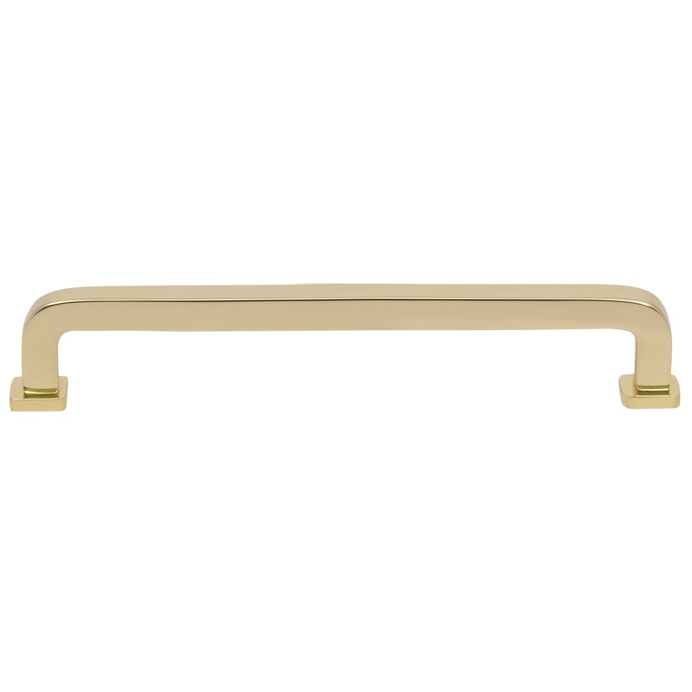 8" Centers Square Radius Cabinet Pull in Polished Brass Unlacquered
