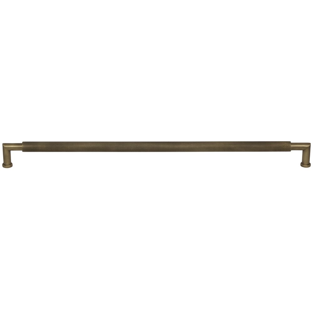 18" Centers Knurled Cabinet Pull in Antique Brass Lacquered