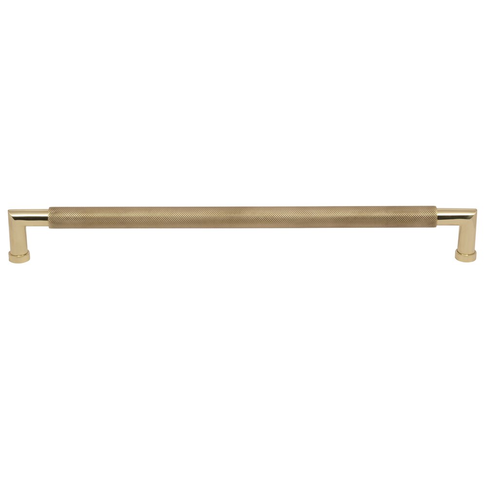 18" Centers Knurled Appliance Pull in Polished Brass Unlacquered