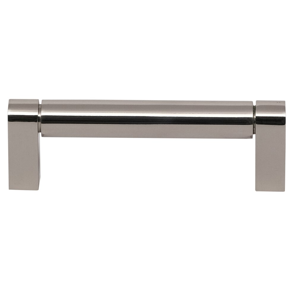 4" Centers Plain Cabinet Pull in Polished Nickel Lacquered