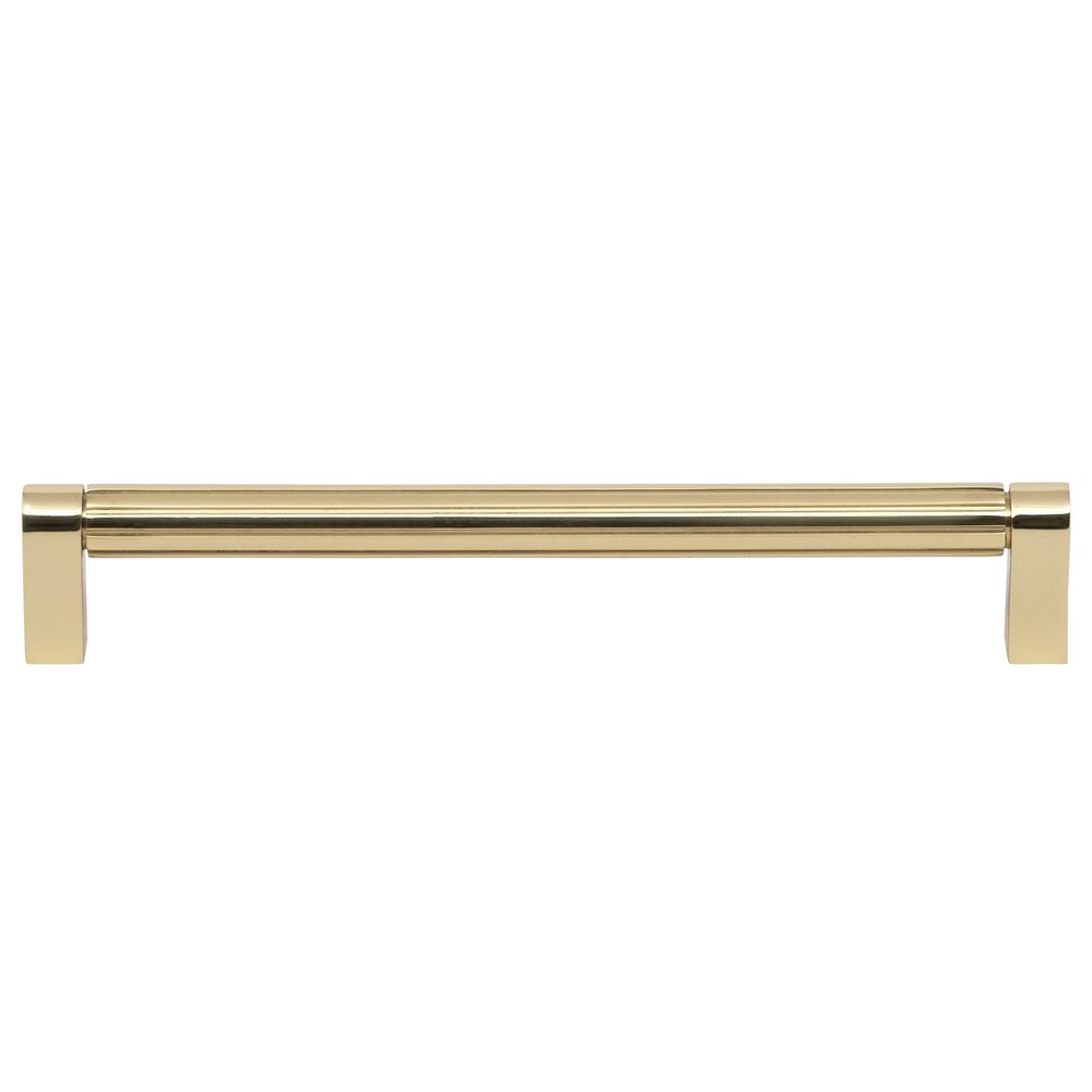 8" Centers Grooved Cabinet Pull in Polished Brass Unlacquered