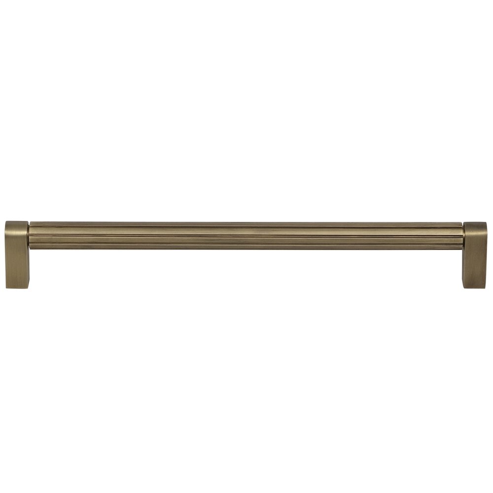 10" Centers Grooved Cabinet Pull in Antique Brass Lacquered