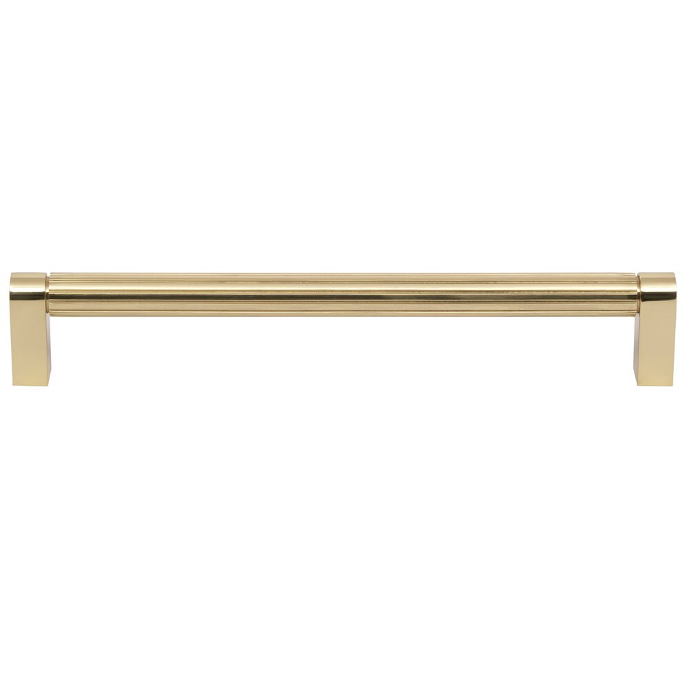 12" Centers Grooved Appliance Pull in Polished Brass Unlacquered