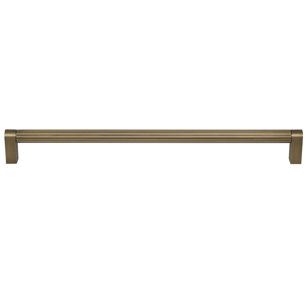 18" Centers Grooved Appliance Pull in Antique Brass Lacquered