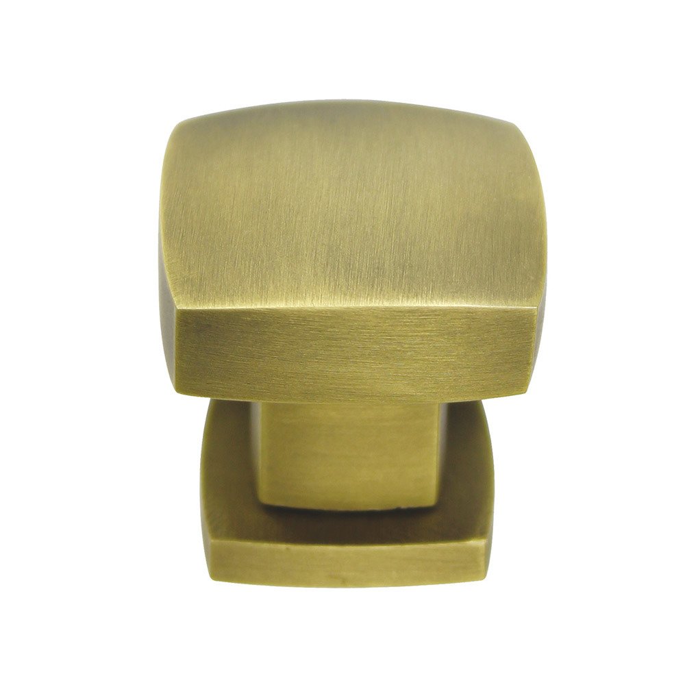 1" Squared Knob In Antique Brass Lacquered
