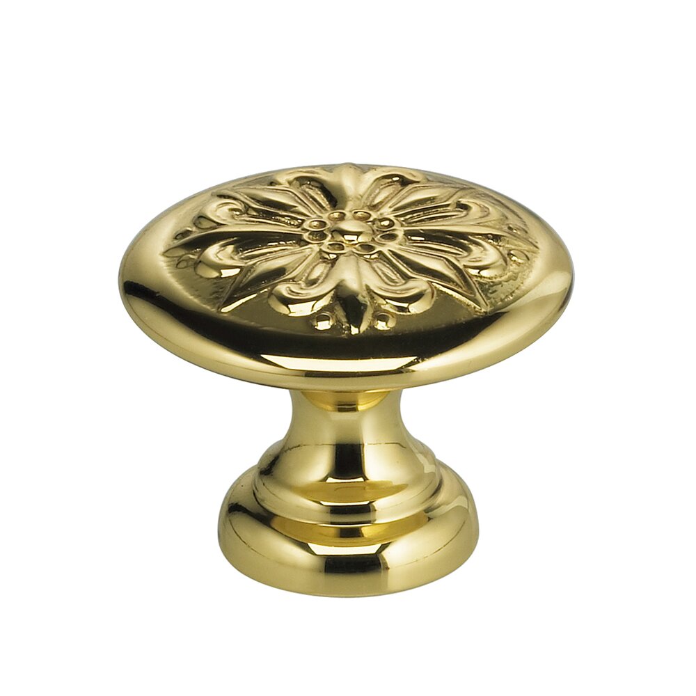 1 9/16" Graphic Flower Knob Polished Brass Lacquered
