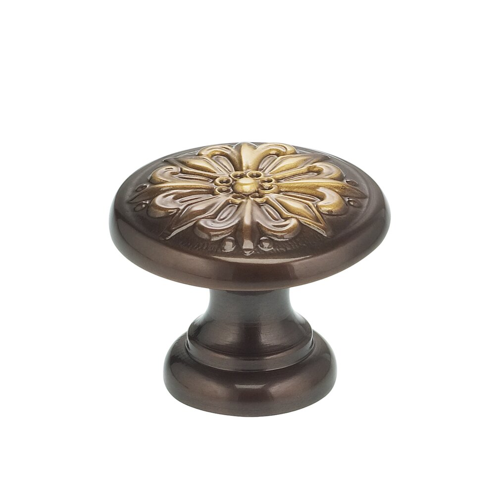 1 3/16" Graphic Flower Knob Shaded Bronze Lacquered