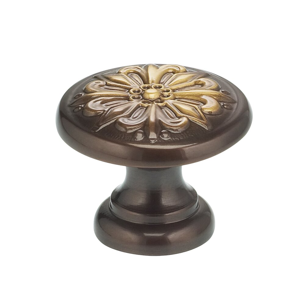 1 9/16" Graphic Flower Knob Shaded Bronze Lacquered