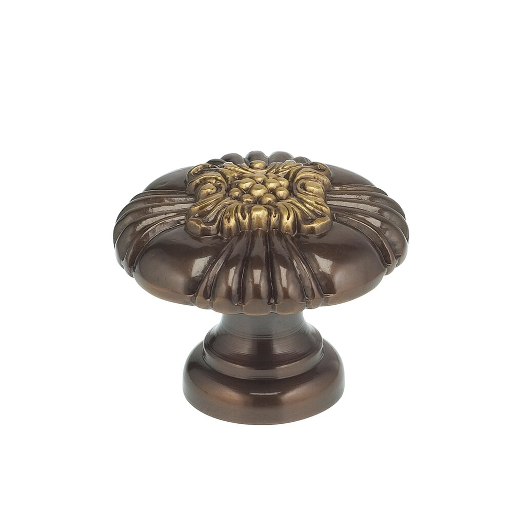 1 1/8" Floral Center Knob Shaded Bronze Lacquered