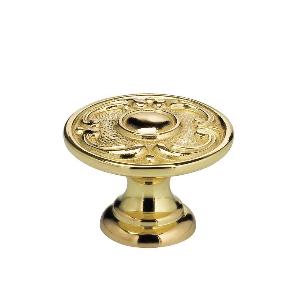 1 1/8" Circle and Scroll Knob Polished Brass Lacquered