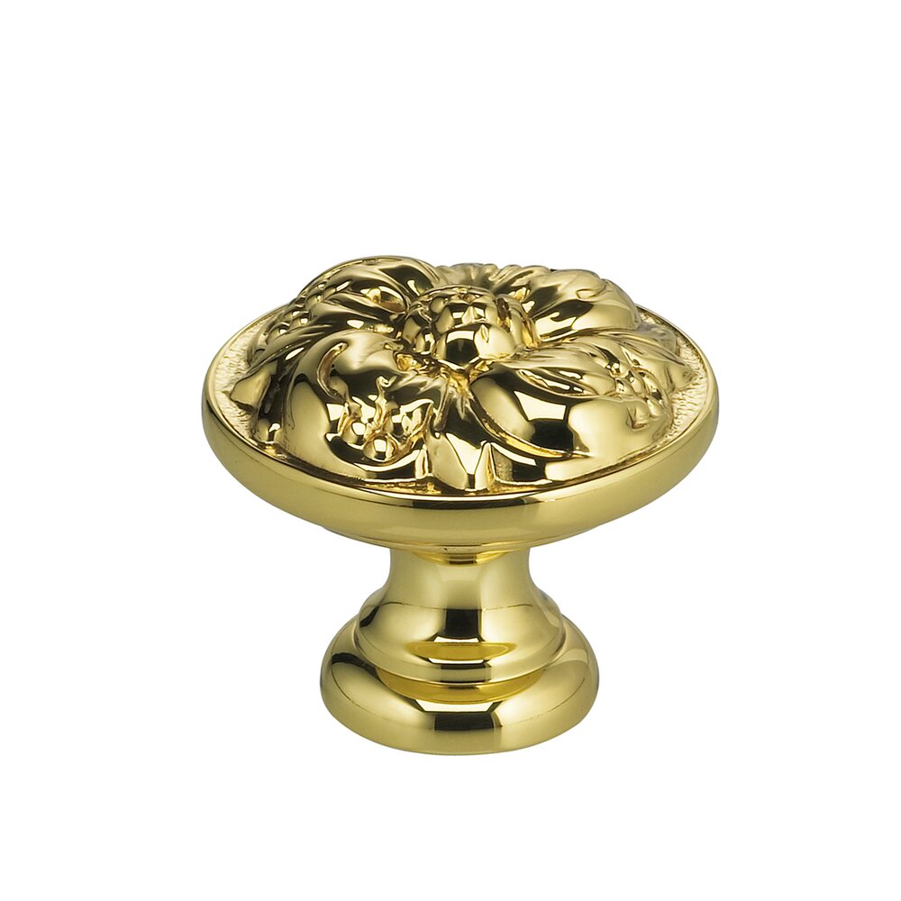 1 1/8" Flower Knob Polished Brass Lacquered