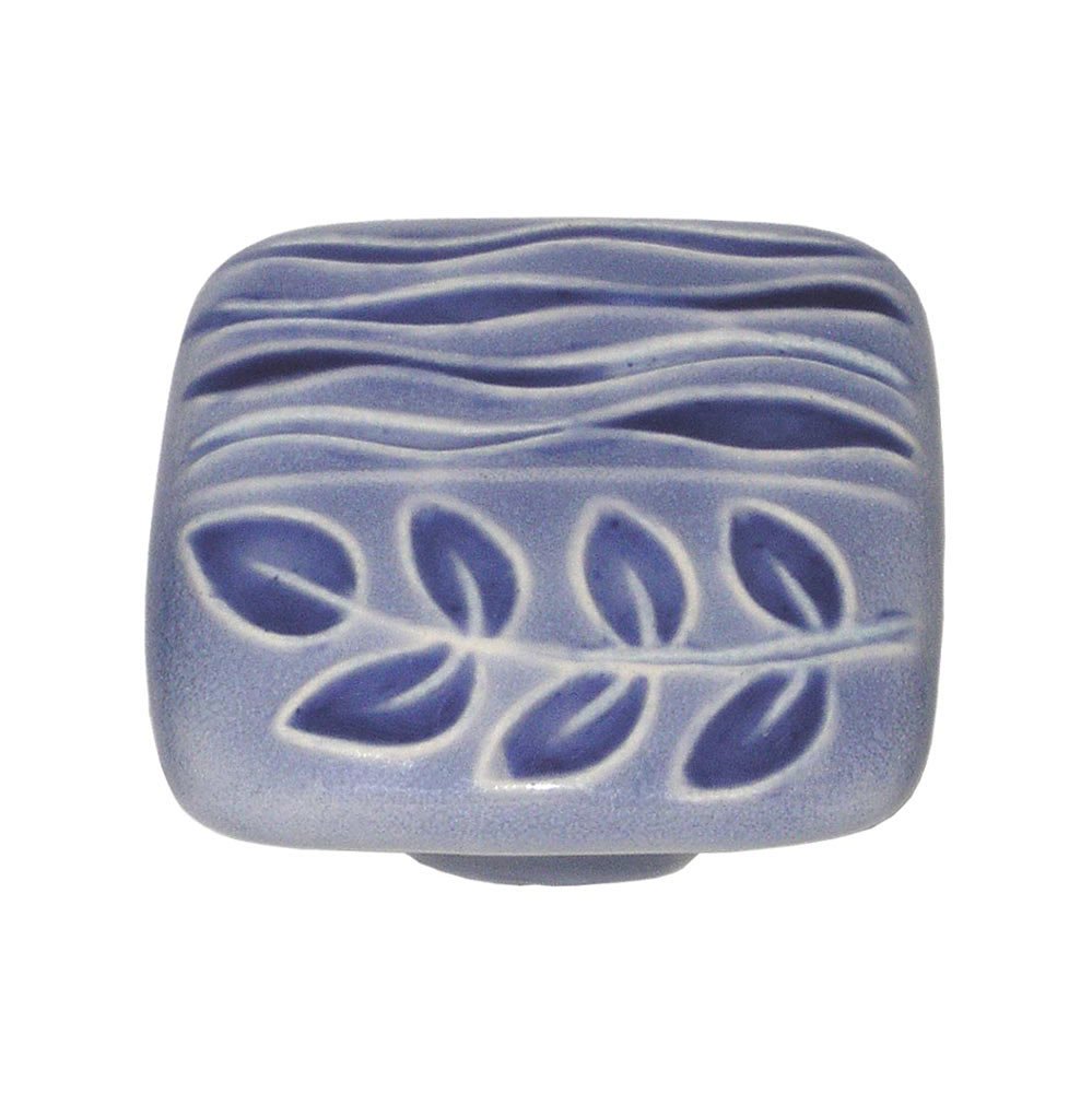 2" Large Square Light Blue & Blue Sea Grass Knob in Porcelain
