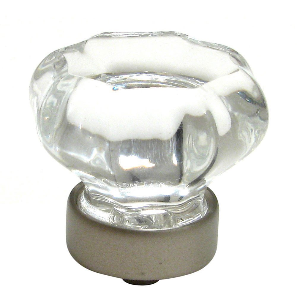 1 1/4" Diameter Knob in Matte Nickel and Clear Glass