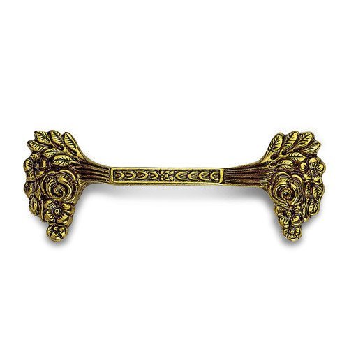 Solid Brass 1 7/8" Centers Rose Embossed Pull in Oxidized Brass