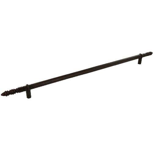 Forged Iron 26 1/2" Centers Appliance Pull with Embellished Ends in Rust