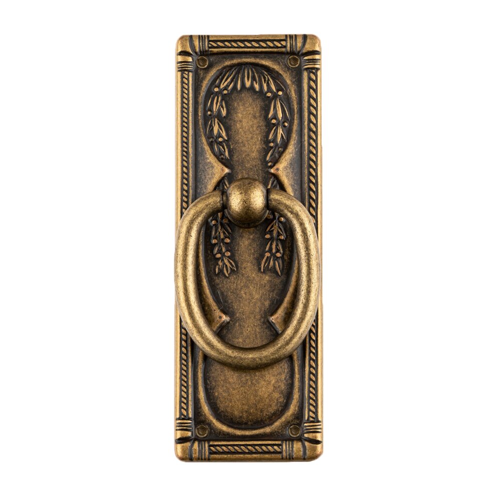 Solid Brass 3 13/16" x 1 5/16" Engraved Pendant Pull in Floral Brass