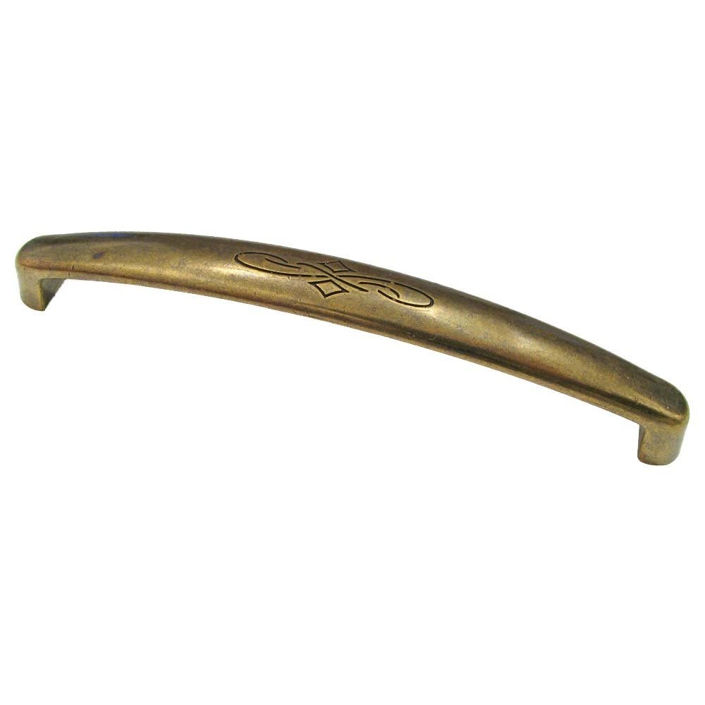 Solid Brass 5" Centers Embossed Handle in Burnished Brass