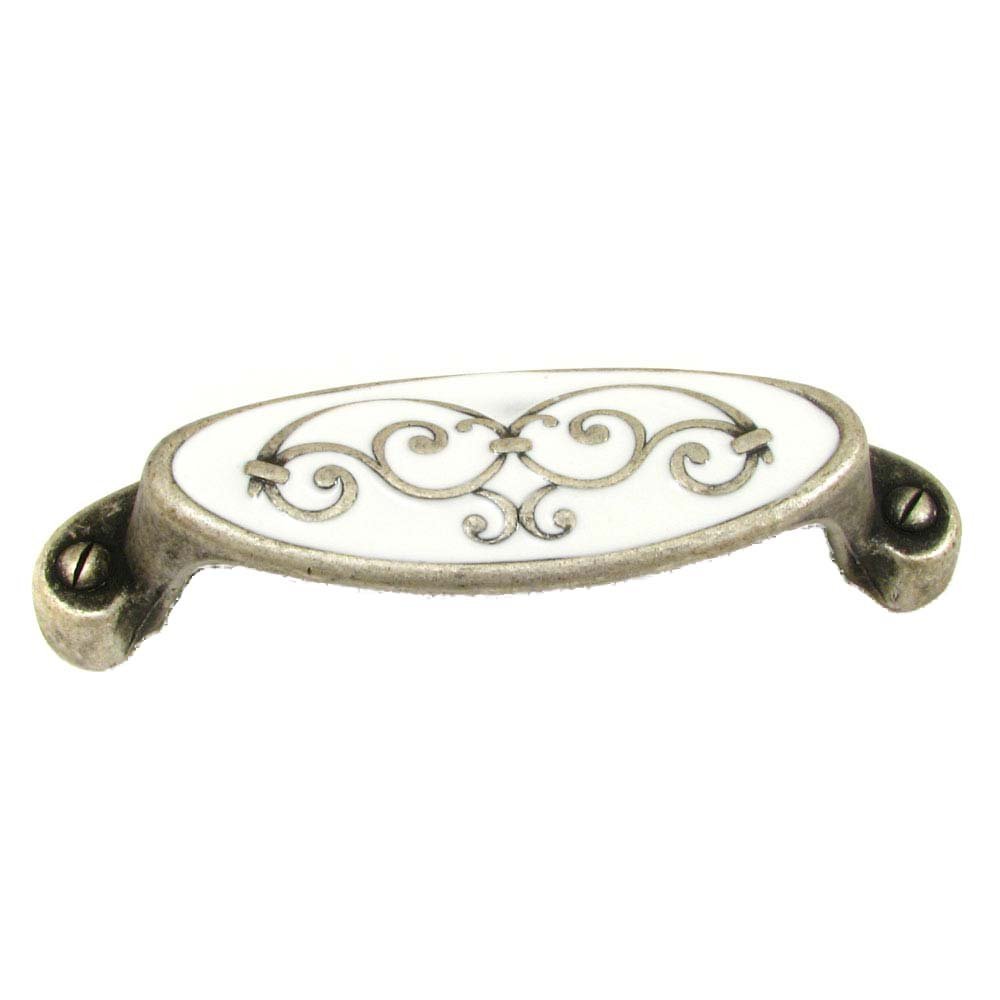 Solid Brass with Enamel 2 1/2" Centers Filigree Cup Pull in Faux Iron