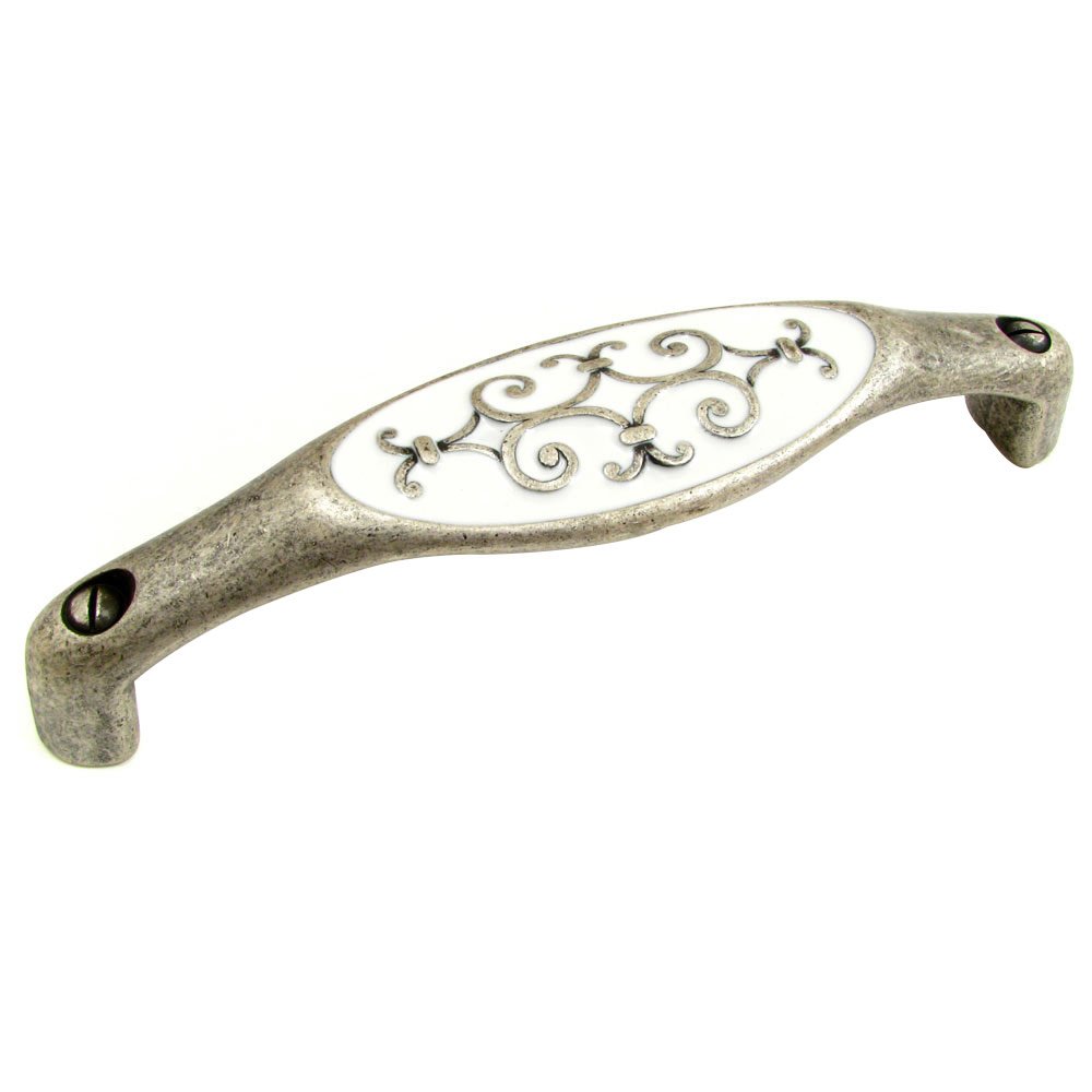 Solid Brass with Enamel 5" Centers Filigree Handle in Faux Iron