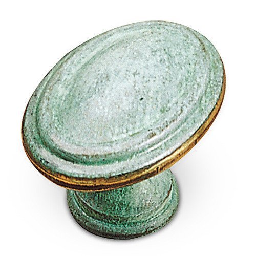 Solid Brass 15/16" Oval Knob with Rim in Pompeii Green