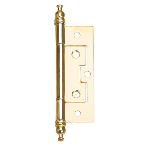 4 1/32" Long Non-Mortise Hinge with Minaret Finial in Brass