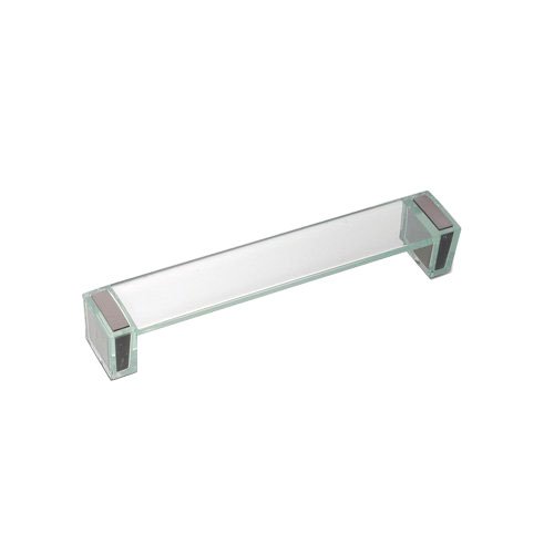 6 1/4" Centers Pure Handle in Brushed Nickel and Clear Green Plastic