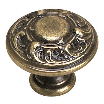 Solid Brass 1 3/8" Diameter Swirl Embossed Knob in Burnished Brass