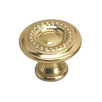 Solid Brass 1" Diameter Bead Embossed Knob in Brass