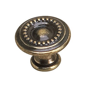 Solid Brass 1" Diameter Bead Embossed Knob in Burnished Brass