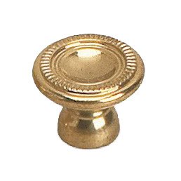 Solid Brass 3/4" Diameter Banded Ring Embossed Knob in Brass