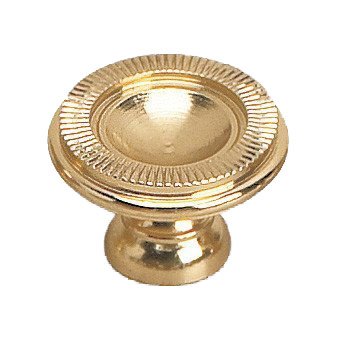 Solid Brass 1 3/16" Diameter Banded Ring Embossed Knob in Brass