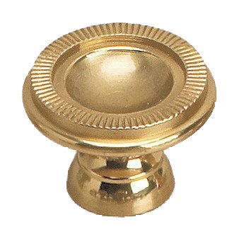 Solid Brass 1 3/8" Diameter Banded Ring Embossed Knob in Brass