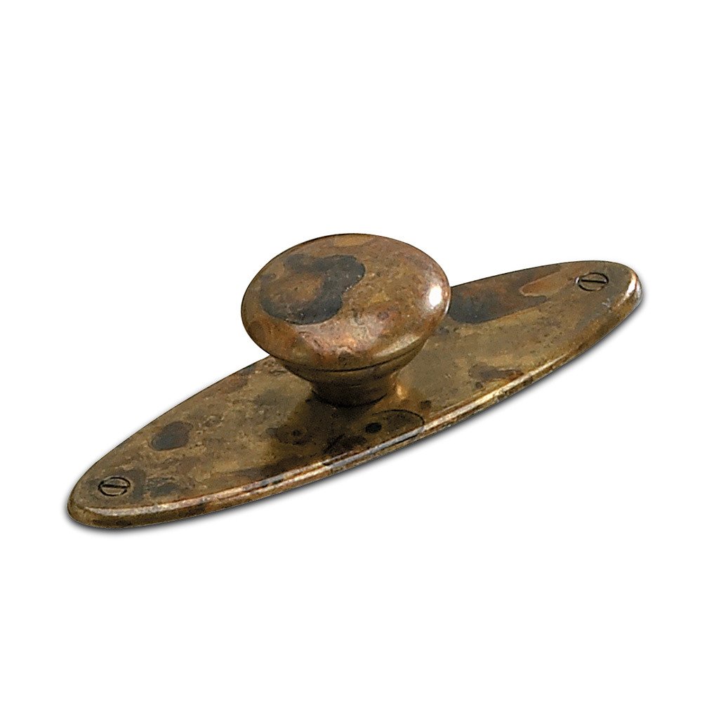 Solid Brass 3 3/4" Long Backplate with Knob in Oxidized Brass